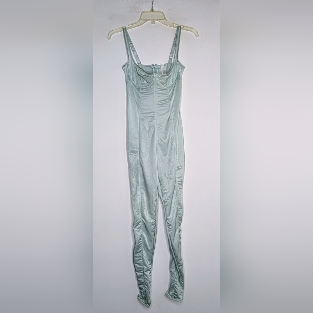 SKIMS Sage Green Satin Jumpsuit Romper
